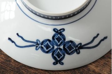 船津彩雲作　色鍋島三瓢箪青海波文皿6枚セット(伊万里大皿、小皿、和食器、箱なし)(R-043620)