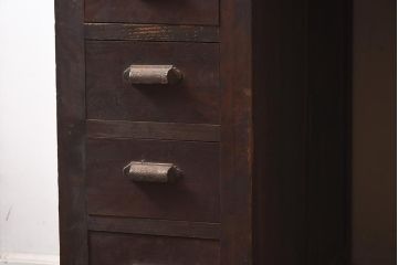 アンティーク家具　昭和初期　引き出し12杯　レア!珍しい側面扉付きの両袖デスク(ワークデスク、机、在宅ワーク、在宅用)(R-043643)