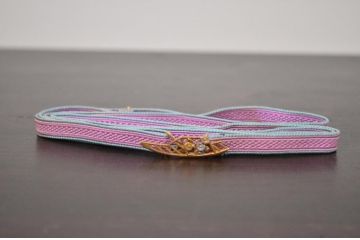 古いK20　帯留(船に牡丹図)　帯紐　和装小物　金20(R-043656)