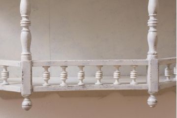 アンティーク家具　フランスアンティーク　オーク材　シャビーなペイントがおしゃれなウォールキャビネット(壁掛け収納棚、ウォールシェルフ)(R-043691)