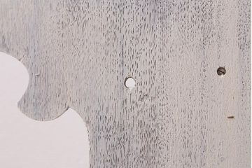 アンティーク家具　フランスアンティーク　オーク材　シャビーなペイントがおしゃれなウォールキャビネット(壁掛け収納棚、ウォールシェルフ)(R-043691)