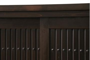 ラフジュ工房オリジナル　古建具リメイク　前板栗材　引き出し付き　和モダンな脚付きキャビネット(水屋、収納棚、戸棚)(R-043699)
