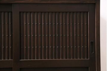 ラフジュ工房オリジナル　古建具リメイク　前板栗材　引き出し付き　和モダンなキャビネット(水屋、収納棚、戸棚)(R-043700)