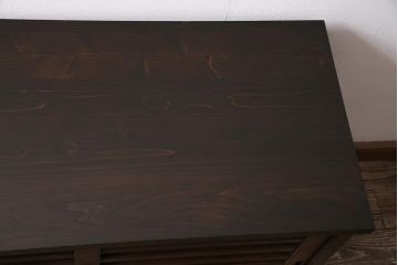 ラフジュ工房オリジナル　古建具リメイク　前板栗材　引き出し付き　和レトロなキャビネット(水屋、収納棚、戸棚)(R-043701)