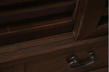 ラフジュ工房オリジナル　古建具リメイク　前板栗材　引き出し付き　和レトロなキャビネット(水屋、収納棚、戸棚)(R-043701)