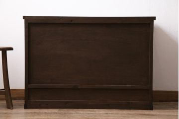ラフジュ工房オリジナル　古建具リメイク　前板栗材　引き出し付き　和レトロなキャビネット(水屋、収納棚、戸棚)(R-043701)