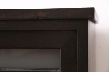 ラフジュ工房オリジナル　古建具リメイク　前板栗材　引き出し付き　和モダンな脚付きローボード(水屋、収納棚、戸棚)(R-043702)