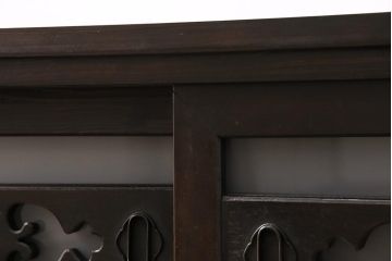 ラフジュ工房オリジナル　古建具リメイク　前板栗材　引き出し付き　和モダンな脚付きローボード(水屋、収納棚、戸棚)(R-043702)