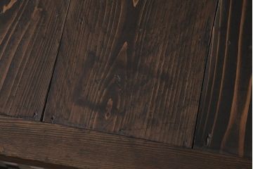 アンティーク家具　当店オリジナルガラス　前面ヒノキ材　引き出し付き　レトロモダンな戸棚(収納棚、キャビネット)(R-043706)