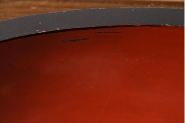 アンティーク雑貨　昭和中期　朱色と黒の漆塗りが目を引く特大のこね鉢(ボウル)(R-043709)