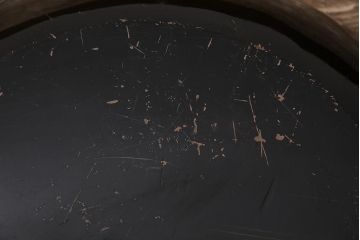 アンティーク雑貨　昭和中期　朱色と黒の漆塗りが目を引く特大のこね鉢(ボウル)(R-043709)