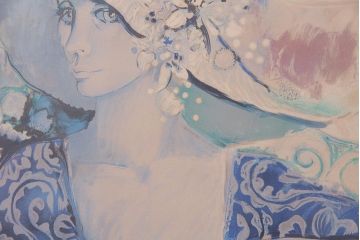 今井幸子　リトグラフ　婦人画　76/200(ディスプレイ雑貨、壁掛け)(R-043720)