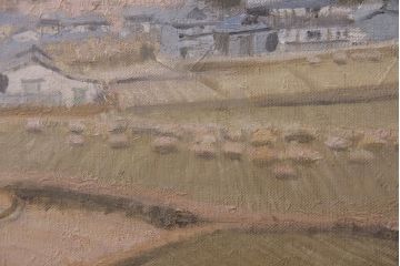 平成二年　高橋美則　吉備国分寺　早春　油絵(油彩、ディスプレイ雑貨、壁掛け)(R-043721)