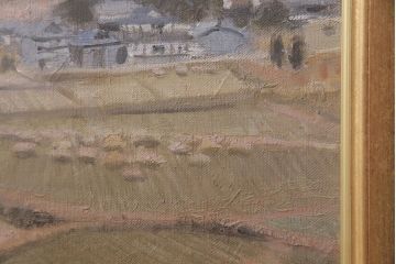 平成二年　高橋美則　吉備国分寺　早春　油絵(油彩、ディスプレイ雑貨、壁掛け)(R-043721)