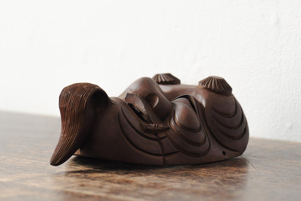 古い 木彫 面 おきな 民芸 古道具 アンティーク オブジェ 公式】アンティーク家具ラフジュ工房商品詳細ページ骨董 在銘