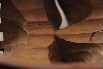 骨董　在銘　古い木彫翁面(作家物、能面、おきな)(R-043725)