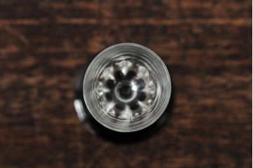 大正期　黒エナメル足　リキュールグラス3客セット(和ガラス、酒器)(R-043728)