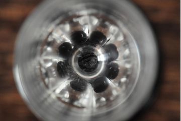 大正期　黒エナメル足　リキュールグラス3客セット(和ガラス、酒器)(R-043728)