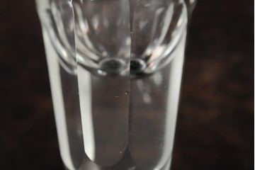 大正期　黒エナメル足　リキュールグラス3客セット(和ガラス、酒器)(R-043728)