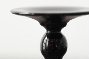大正期　黒エナメル足　リキュールグラス3客セット(和ガラス、酒器)(R-043728)
