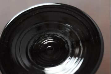 大正期　黒エナメル足　リキュールグラス3客セット(和ガラス、酒器)(R-043728)