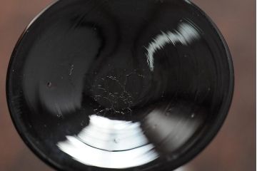 大正期　黒エナメル足　リキュールグラス3客セット(和ガラス、酒器)(R-043728)