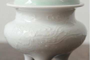 善夫銘　鳳香炉(白磁、青磁、共箱、茶道具)(R-043731)