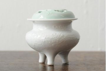 善夫銘　鳳香炉(白磁、青磁、共箱、茶道具)(R-043731)