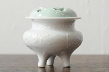 善夫銘　鳳香炉(白磁、青磁、共箱、茶道具)(R-043731)