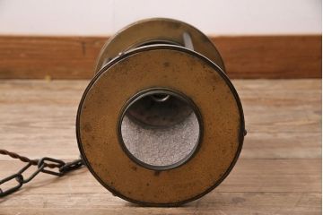 アンティーク照明　和製アンティーク　真鍮製　円柱　シャビーな質感がお洒落なランタン型ペンダントライト(吊り下げ照明、天井照明)(R-043737)