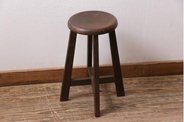 アンティーク家具　昭和中期　ブナ材　木の質感が味わい深い木製スツール(椅子、花台)(R-043739)