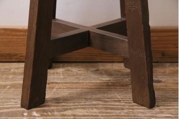 アンティーク家具　昭和中期　ブナ材　木の質感が味わい深い木製スツール(椅子、花台)(R-043739)