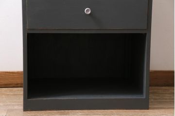 アンティーク家具　モールガラス入り　シャビーなペイントがおしゃれなサイドキャビネット(サイドチェスト、戸棚)(R-043741)