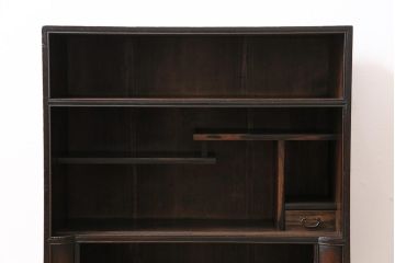 アンティーク家具　前面黒柿材　黒々とした杢目が魅力的な渋い趣の茶箪笥(茶棚、飾り棚、戸棚、収納棚)(R-043742)