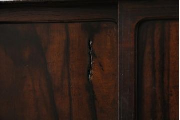 アンティーク家具　前面黒柿材　黒々とした杢目が魅力的な渋い趣の茶箪笥(茶棚、飾り棚、戸棚、収納棚)(R-043742)