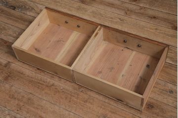 アンティーク家具　ヒノキ材　引き出し付き　結霜ガラス入りの味のある下駄箱(収納棚、戸棚、キャビネット)(R-043743)