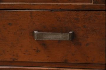 アンティーク家具　ヒノキ材　引き出し付き　結霜ガラス入りの味のある下駄箱(収納棚、戸棚、キャビネット)(R-043743)