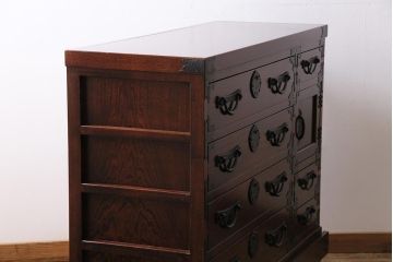 中古　志太民芸家具　たんす40　金具が印象的な車箪笥(タンス、引き出し)(定価約45万円)(R-043744)