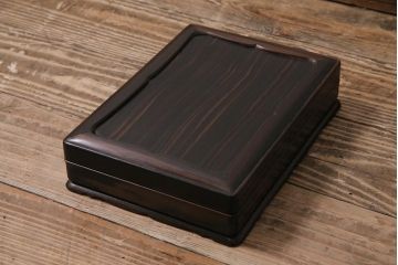 昭和中期　和製アンティーク　縞黒檀　指物　高級感漂う文箱(収納箱、小箱、小物収納)(R-043747)