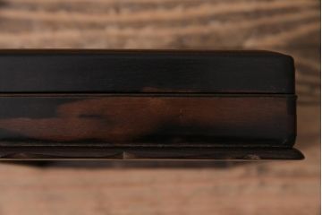 昭和中期　和製アンティーク　縞黒檀　指物　高級感漂う文箱(収納箱、小箱、小物収納)(R-043747)