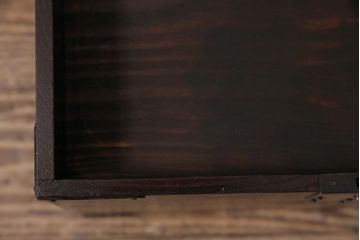 アンティーク家具　古民具・骨董　昭和初期　真鍮金具　総欅(ケヤキ)材　貫禄漂う風合いが魅力的な硯箱(小引き出し、小物収納)(R-043749)