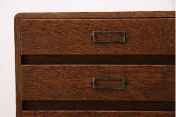 アンティーク家具　昭和中期　ナラ材　ネームプレート付きのレトロな小引き出し(小物収納、卓上収納)(R-043750)