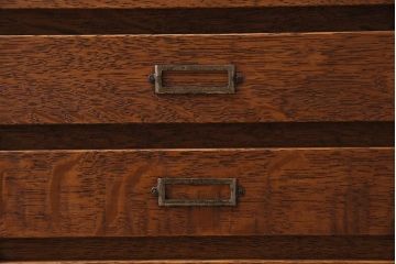 アンティーク家具　昭和中期　ナラ材　ネームプレート付きのレトロな小引き出し(小物収納、卓上収納)(R-043750)