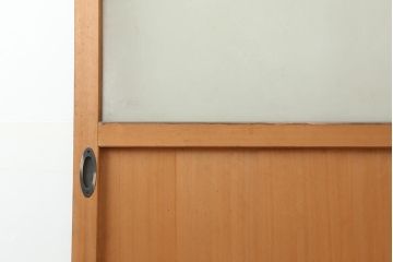 レトロ建具　和製ビンテージ　昭和後期　ヒノキ材　すりガラス　大振りサイズのガラス戸1枚(引き戸)(R-043752)