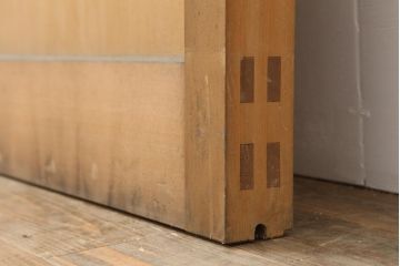 レトロ建具　和製ビンテージ　昭和後期　ヒノキ材　すりガラス　大振りサイズのガラス戸1枚(引き戸)(R-043752)