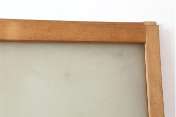 レトロ建具　和製ビンテージ　昭和後期　ヒノキ材　すりガラス　大振りサイズのガラス戸1枚(引き戸)(R-043752)