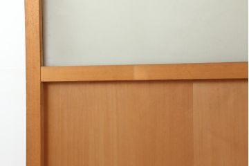 レトロ建具　和製ビンテージ　昭和後期　ヒノキ材　すりガラス　大振りサイズのガラス戸1枚(引き戸)(R-043752)