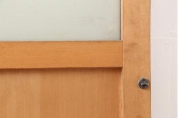 レトロ建具　和製ビンテージ　昭和後期　ヒノキ材　すりガラス　大振りサイズのガラス戸1枚(引き戸)(R-043752)