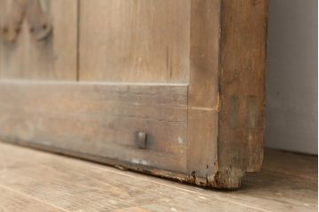アンティーク建具　和製アンティーク　昭和初期　ヒノキ材　すりガラス　素朴な風合いが魅力の蔵戸(引き戸、玄関戸)(R-043753)