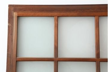 アンティーク建具　和製アンティーク　昭和初期　ヒノキ材　すりガラス　素朴な風合いが魅力の蔵戸(引き戸、玄関戸)(R-043753)